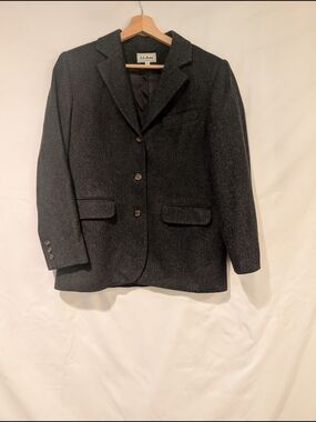 L.L. Bean Women's Dark Gray Wool Blend Blazer Jacket